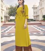 Mustard embroidered rayon salwar