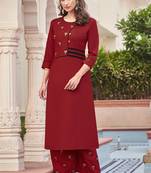 Maroon embroidered rayon salwar