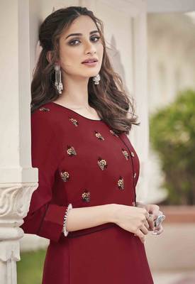 Maroon embroidered rayon salwar 2