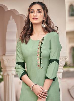 Light-green embroidered rayon salwar 2