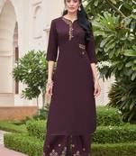 Wine embroidered rayon salwar