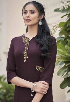 Wine embroidered rayon salwar 2