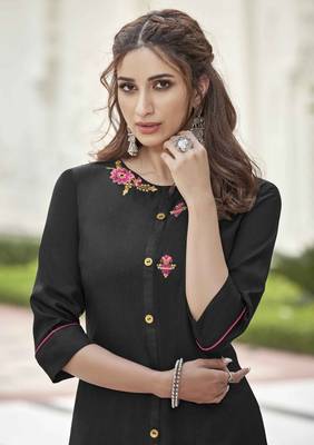 Black embroidered rayon salwar 2
