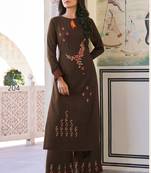 Brown embroidered silk salwar