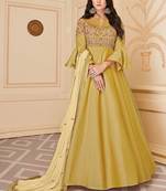 Yellow embroidered silk salwar