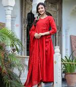 Red Angarakha Kurta Dupatta Set