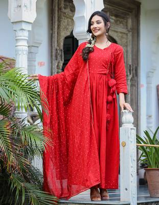 Red Angarakha Kurta Dupatta Set 3