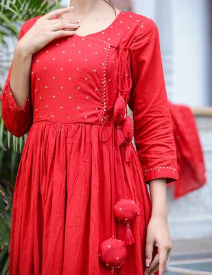 Red Angarakha Kurta Dupatta Set 4