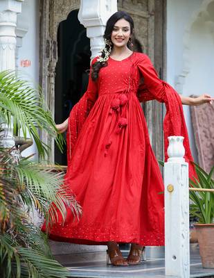 Red Angarakha Kurta Dupatta Set 5