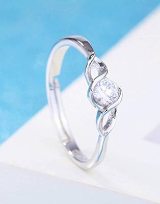 Gift Hamper of CZ Silver Plated Adjustable Finger Ring with Red Rose Gift Box For Love (S001-FL156CO) 3