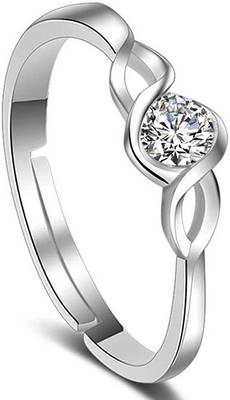 Gift Hamper of CZ Silver Plated Adjustable Finger Ring with Red Rose Gift Box For Love (S001-FL156CO) 4