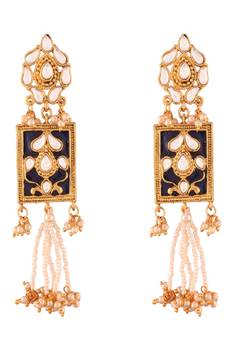 Traditional Padmavati Pearl & Kundan Earrings For Women (E2635Bl)