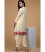 Beige Rose Parsi Gara Hand Embroidered Kurta Set