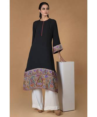 Black Kalamkari & Sozni Kashidakari Handcrafted Kurta SetAdd To Wish List 1