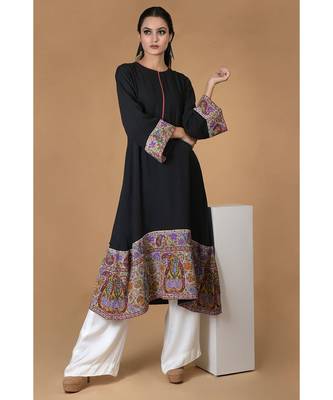 Black Kalamkari & Sozni Kashidakari Handcrafted Kurta SetAdd To Wish List 4