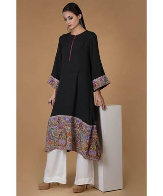 Black Kalamkari & Sozni Kashidakari Handcrafted Kurta SetAdd To Wish List 7