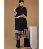 Black Kalamkari & Sozni Kashidakari Handcrafted Kurta Set