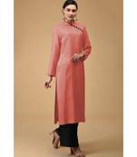 Terracotta-Black Mandarin Collared Kurta Set