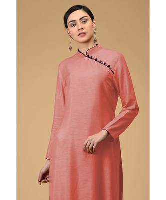 Terracotta-Black Mandarin Collared Kurta Set 3