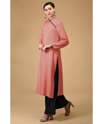 Terracotta-Black Mandarin Collared Kurta Set 5