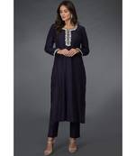 Eclipse Blue- Silver Zari Beads & Sequin Embroidered Suit