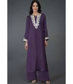 Mulled Grape Kashmiri Tilla Embroidered Kurta Set