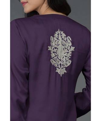 Mulled Grape Kashmiri Tilla Embroidered Kurta Set 5