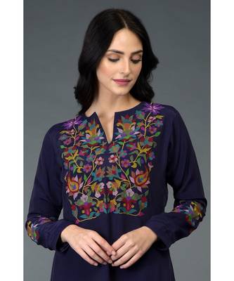 Eclipse Blue Kani Art Embroidered Kurta Set 2