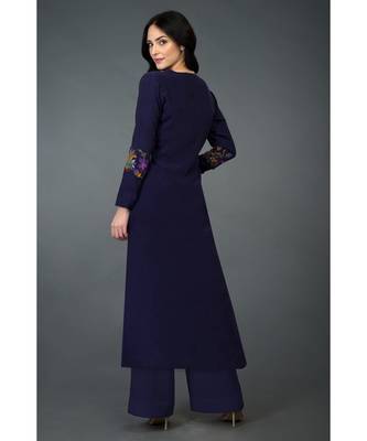 Eclipse Blue Kani Art Embroidered Kurta Set 6