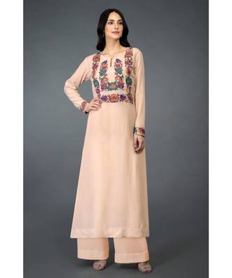 Tea Rose Kani Art Embroidered Kurta Set 1