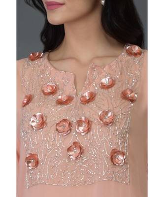 Peach Floral Embroidered Kurta Set 3