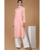Tickled Pink Pure Crepe Scarf Neck Kurta Set