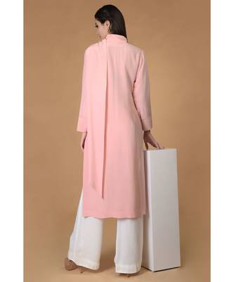 Tickled Pink Pure Crepe Scarf Neck Kurta Set 3