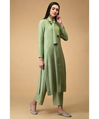 Sage Tie Neck Kurta Set 2