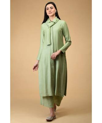 Sage Tie Neck Kurta Set 3