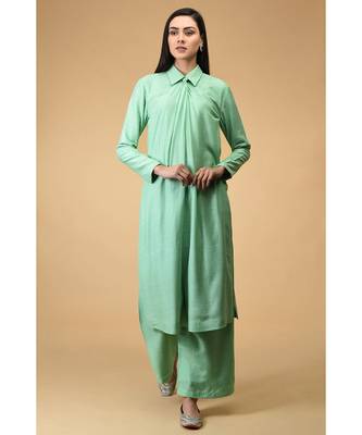 Mint Twist Neck Kurta Set 1