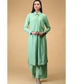 Mint Twist Neck Kurta Set