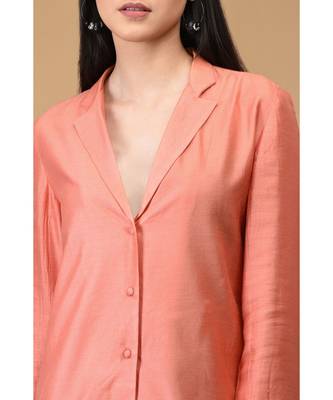 Salmon Notch Collar Kurta Set 5
