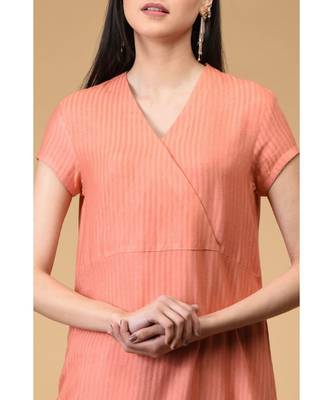 Salmon Self Weave Kurta Set With Dupatta 7