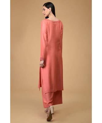 Salmon Cutwork Embroidered Kurta Set 4