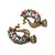 Silver Plated Pink & Green Stone Studded Peacock Earrings