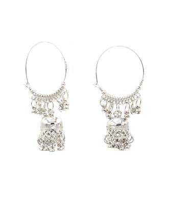 Silver Plated Oxidized Hoop Jhumki Earrings 2
