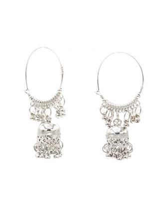Silver Plated Oxidized Hoop Jhumki Earrings 4