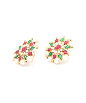 Multi Colour   Kundan Stud Earrings 6
