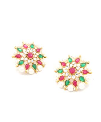 Multi Colour   Kundan Stud Earrings 7