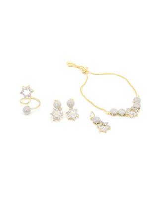 Silver american diamonds jewellery-combo 2
