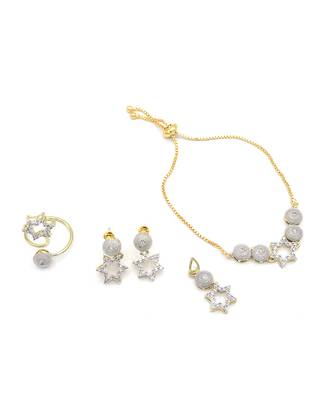 Silver american diamonds jewellery-combo 3
