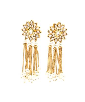 Gold Plated Kundan Designer Danglers Earrings 5