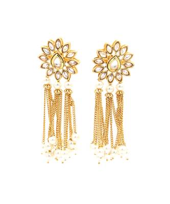 Gold Plated Kundan Designer Danglers Earrings 6
