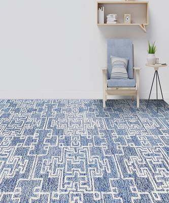 Modern Hand Tufted Boston Area Rug 5'x8' Blue 1